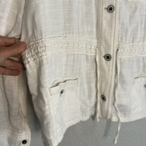 Anthropologie Hei Hei Breakaway Jacket White Cotton Lightweight Coastal Pockets - Picture 7 of 11